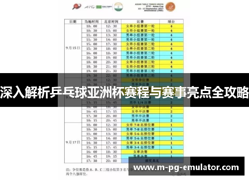 深入解析乒乓球亚洲杯赛程与赛事亮点全攻略 深入解析乒乓球亚洲杯赛程与赛事亮点全攻略