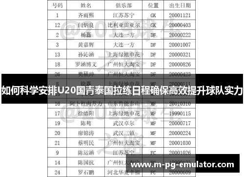 如何科学安排U20国青泰国拉练日程确保高效提升球队实力 如何科学安排U20国青泰国拉练日程确保高效提升球队实力